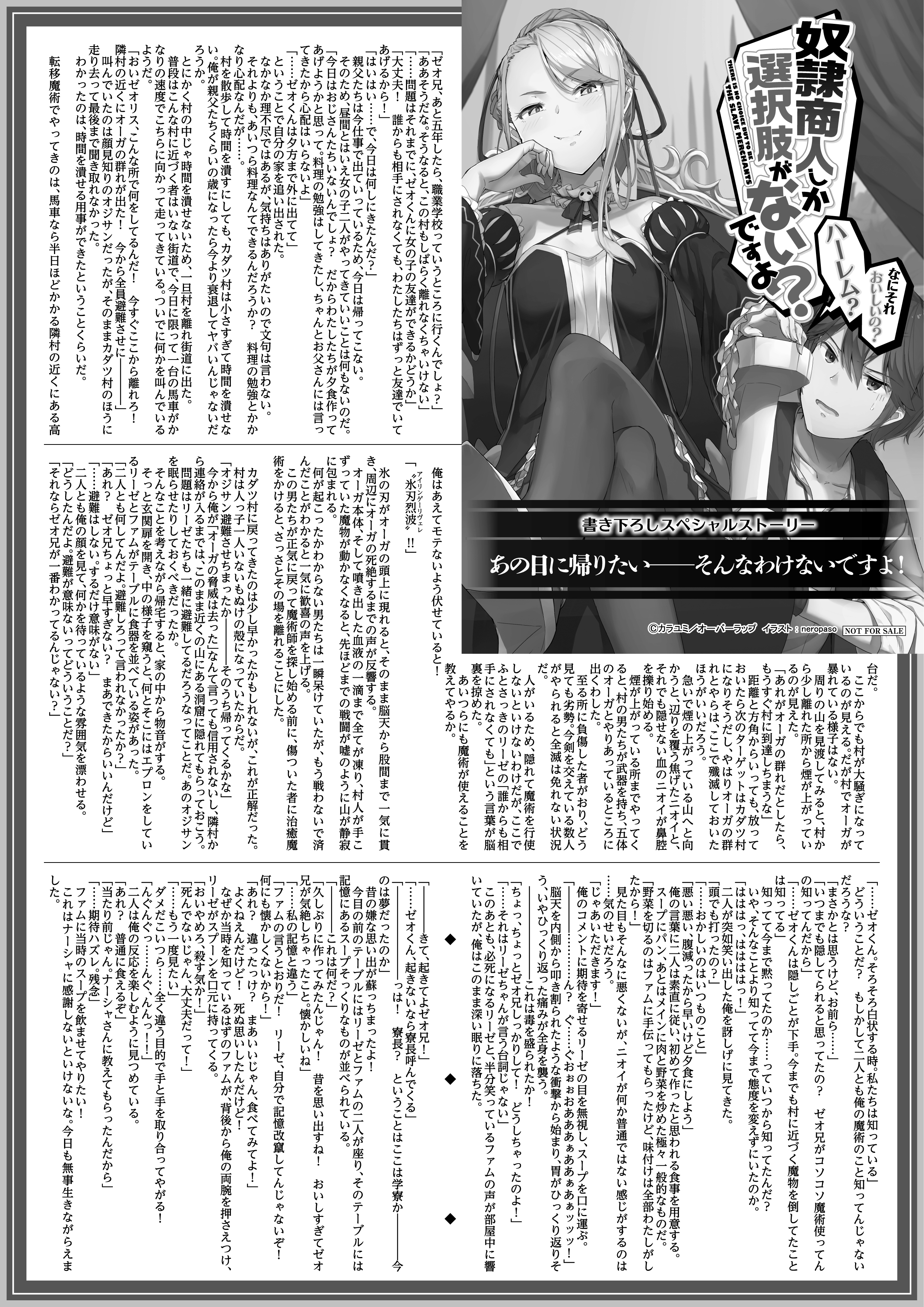 【ノベルス】「奴隷商人しか選択肢がないですよ？ ～ハーレム？ なにそれおいしいの？～ 3」A4SSペーパー